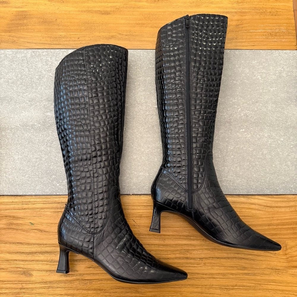 Naturalizer Deesha Croco Knee High Tall Boots Embossed Black 8.5M - Picture 6 of 14